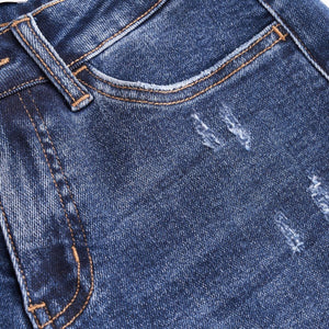 SHAPUM Women's Mid Rise Relaxed Fit Wide Leg Stretch Cuffed Jeans