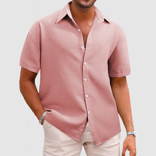 Men's Casual Waffle Short Sleeve Shirt