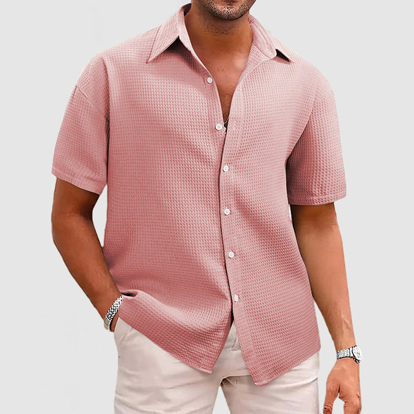 Men's Casual Waffle Short Sleeve Shirt