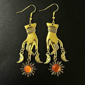 Sun Moon Hand Earrings