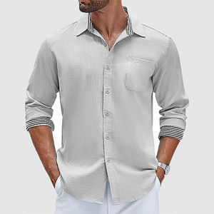 Men's shirt long sleeve plaid casual solid color shirt