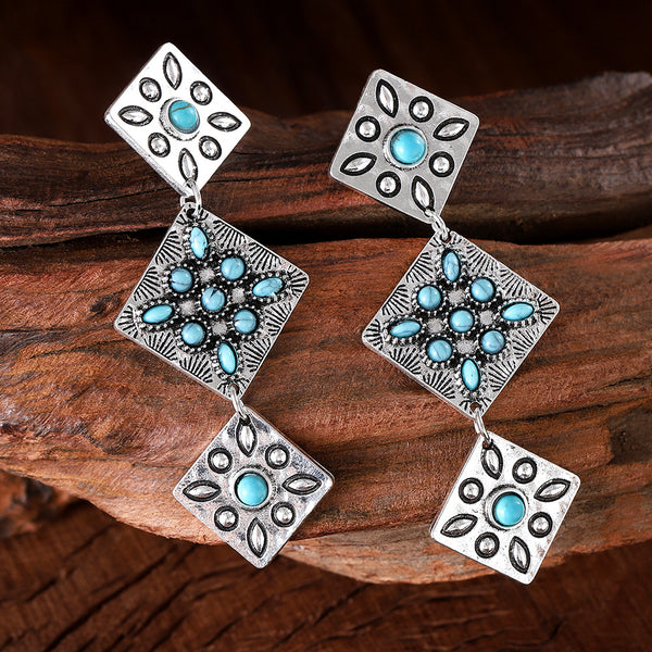 Vintage Diamond Turquoise Earrings