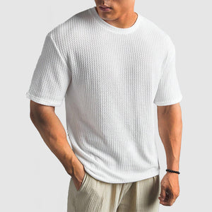 Men's Casual Knit Textured Breathable Crew Neck T-Shirt