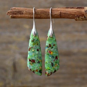 Natural stone pendant earrings