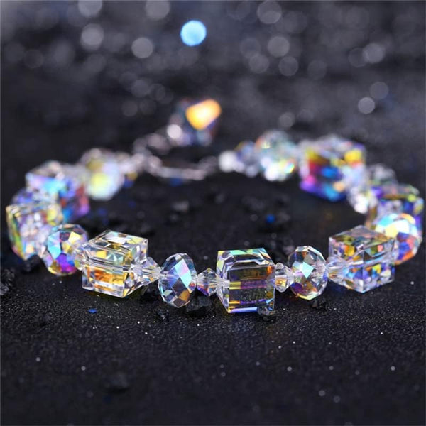 Vibrant Colorful Crystal Bracelet - 19cm + 5cm Extender (7.5in + 2in), Simple & Fashionable Design, Perfect Gift for Any Occasion