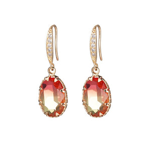 Elliptical gemstone earrings