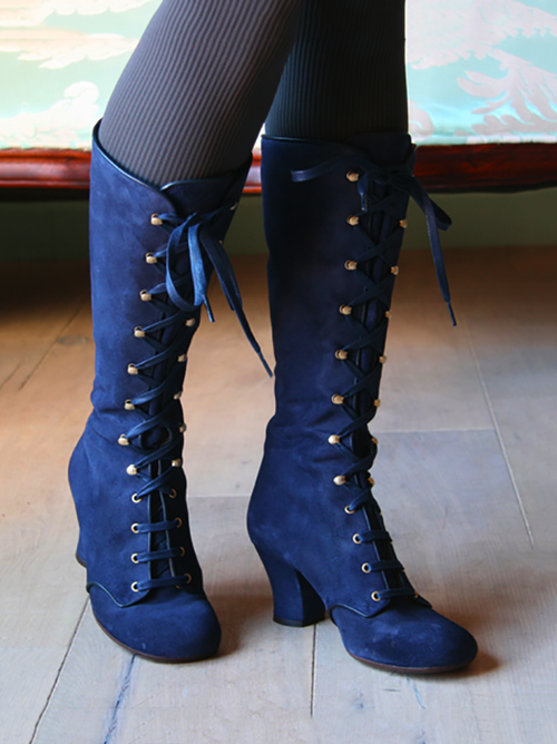 Suede Lace-Up Knee Boot