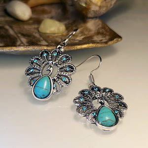 Turquoise Peacock Earrings