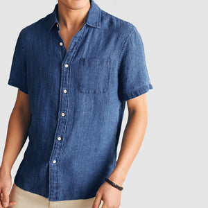 Gentleman's Vacation Soft Two-tone Cotton Linen Shirt