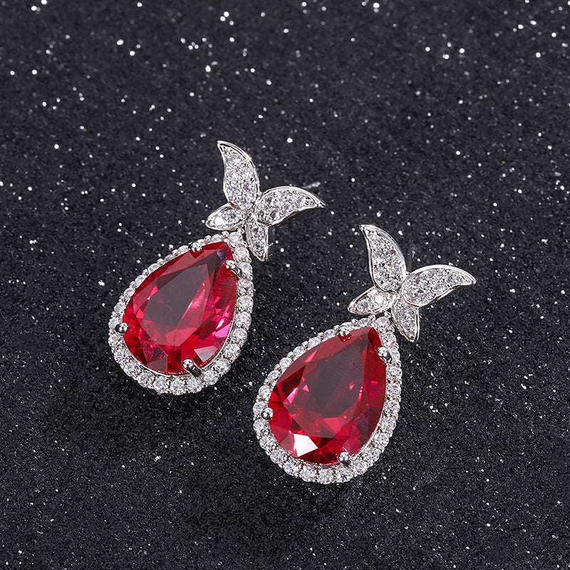 Butterfly  Water Droplet Shape Earrings