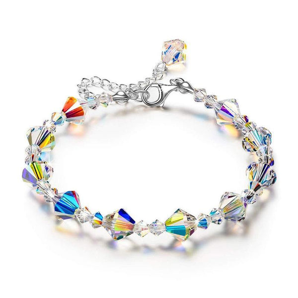 Vibrant Colorful Crystal Bracelet - 19cm + 5cm Extender (7.5in + 2in), Simple & Fashionable Design, Perfect Gift for Any Occasion