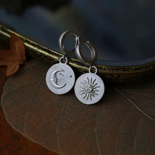 Retro Sun Moon Fashion Pendant Earrings