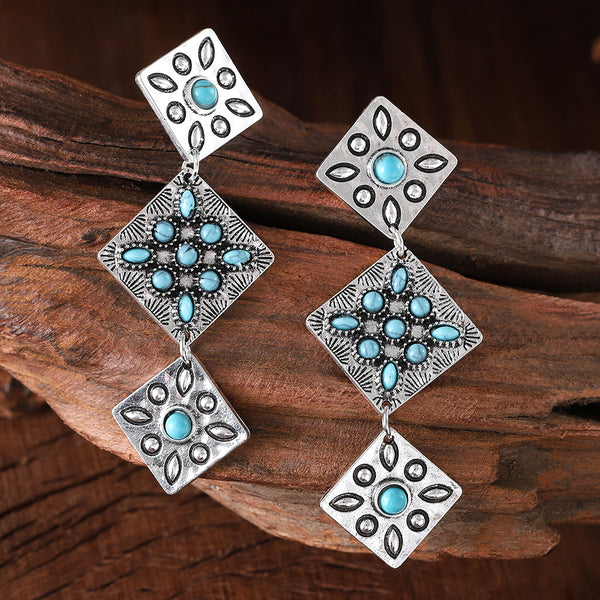 Vintage Diamond Turquoise Earrings