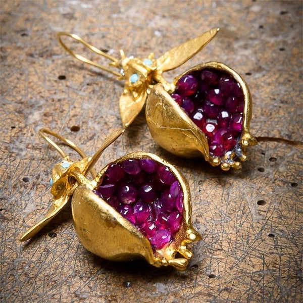 Pomegranate Gold Earrings