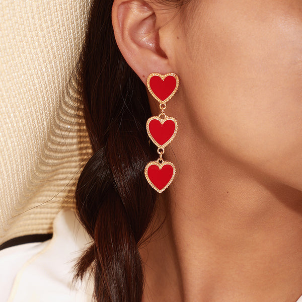 Oil Dripping  Heart Earrings