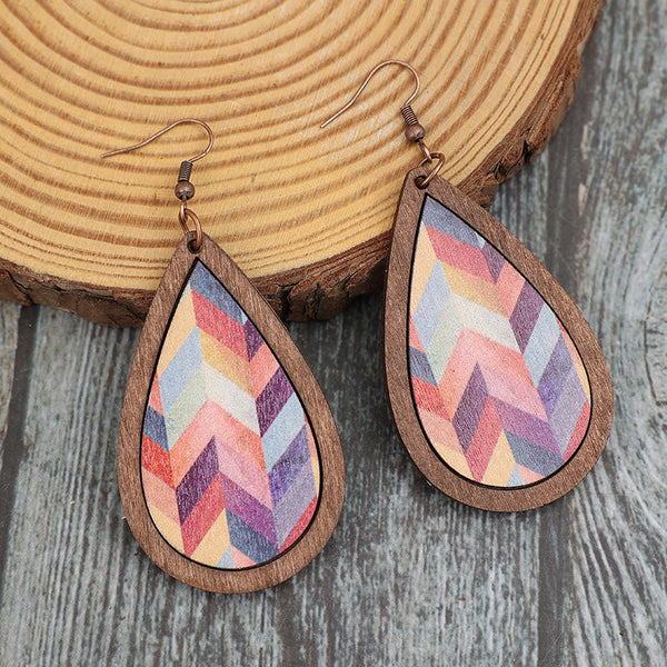 Colored wooden earrings