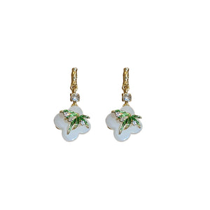 Bamboo Leaf Diamond Earrings