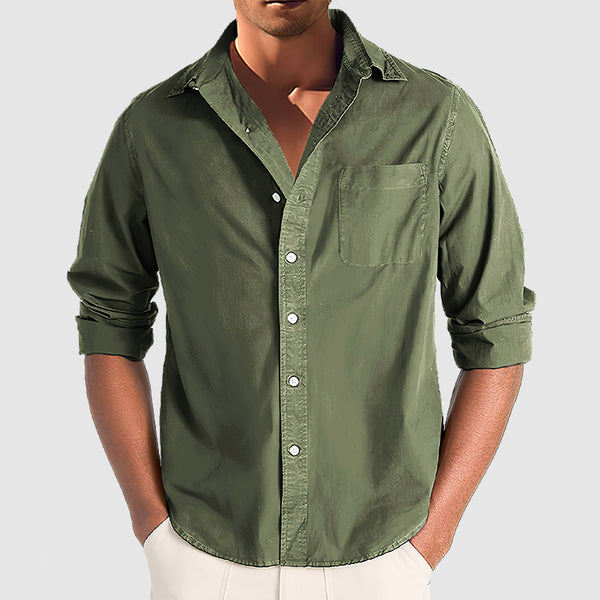 Men's Premium Cotton Basic Long Sleeve Shirt