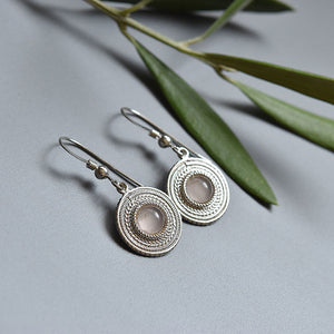 Pink Cat's Eye Stone Earrings