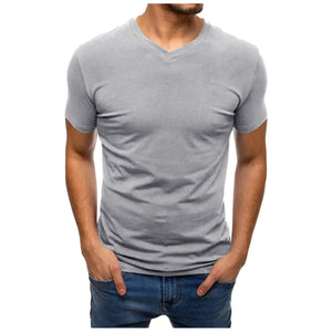 Summer Men's Cotton Loose Relaxed Solid Color T-shirt