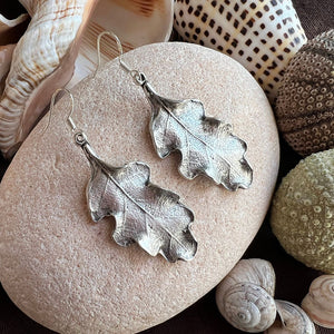 Retro Leaf Antique Silver Earrings