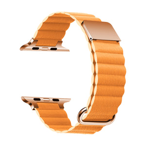 Men's Genuine Leather Magnetic Reverse Buckle Loop Strap