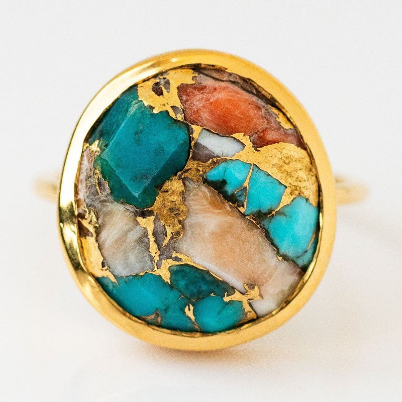 Retro mixed color minimalist ring