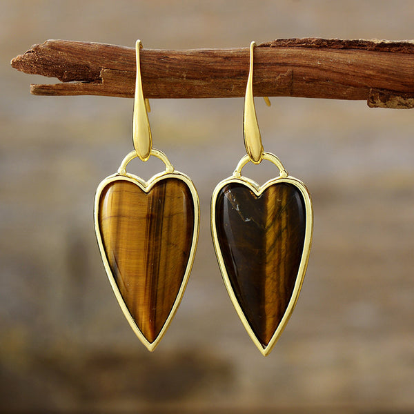 Natural Stone Heart Earrings