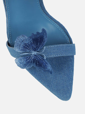 Denim Butterfly Wrap Sandals