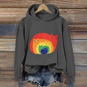 Abstract Creative Cute Cat Print Art Women's Hoodie