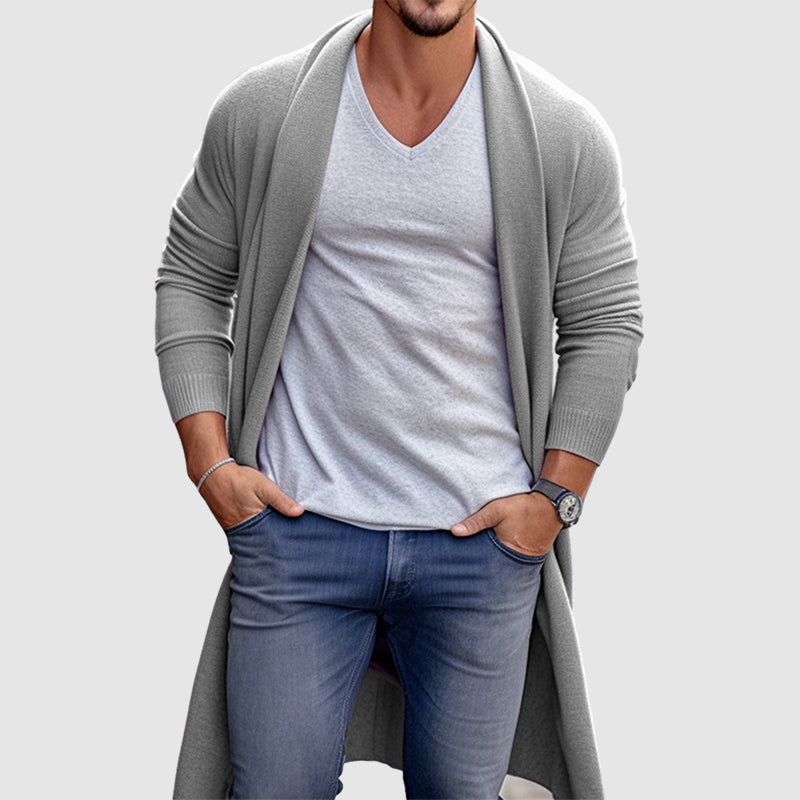 Men's knitted long cardigan