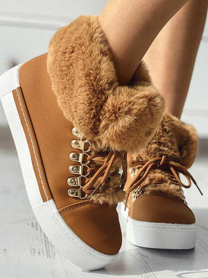 Warm Plush PU Leather Boots