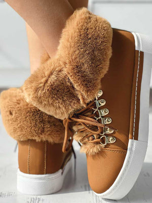 Warm Plush PU Leather Boots