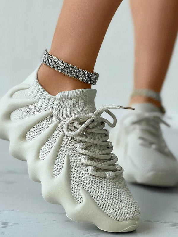 Lace-up Knit Breathable Sneakers