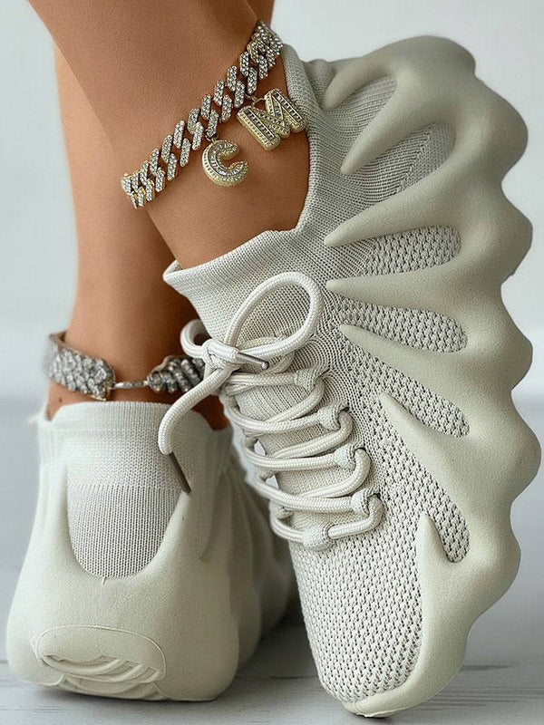 Lace-up Knit Breathable Sneakers