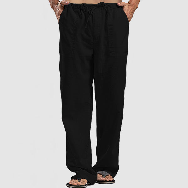 Men's Linen Breathable Lace-Up Beach Pants