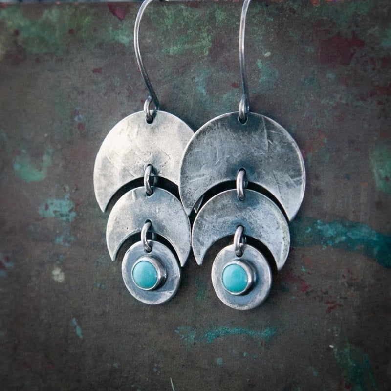 Retro embedded turquoise earrings