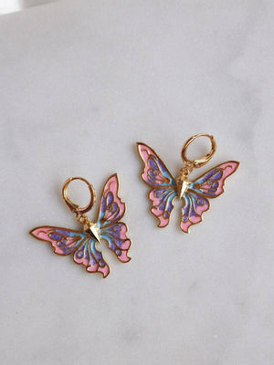 Pink Butterfly Style Earrings