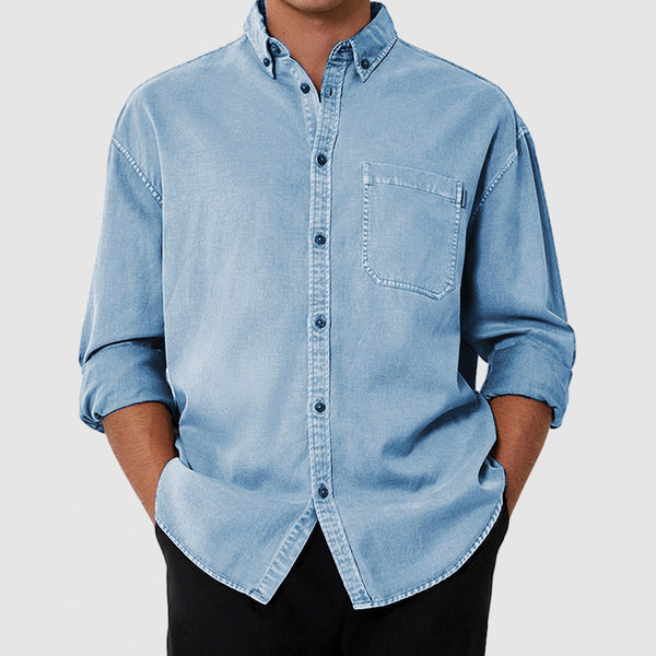 Men's Casual Premium Washed Cotton Pocket Shirt