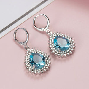 Sea Blue Zircon Earrings