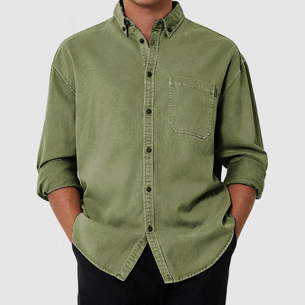 Men's Casual Premium Washed Cotton Pocket Shirt