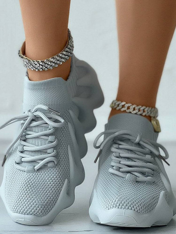 Lace-up Knit Breathable Sneakers