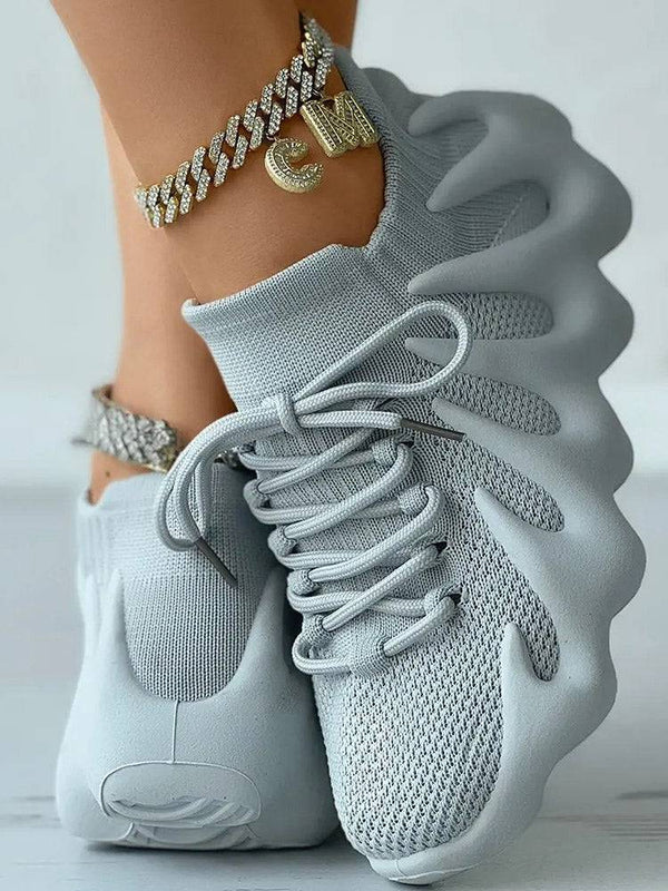 Lace-up Knit Breathable Sneakers