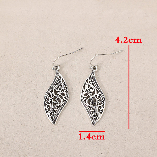 Hollow Flower S-shaped Leaf Alloy Earrings