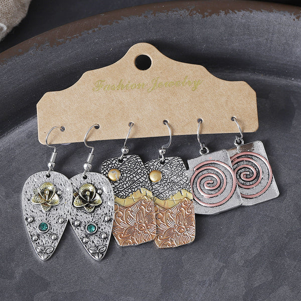 Retro Bat Sunflower Moon Earring Set