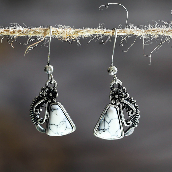 Vintage Stone Earrings in Silver