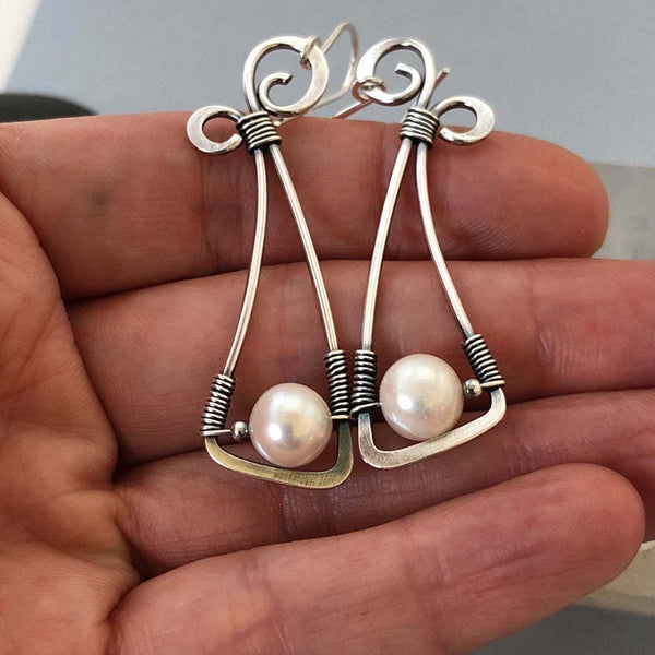 Pearl Silver Thread Earrings