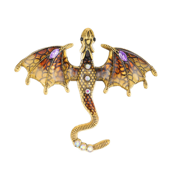 Retro Colored Glazed Dragon Mouth Brooch