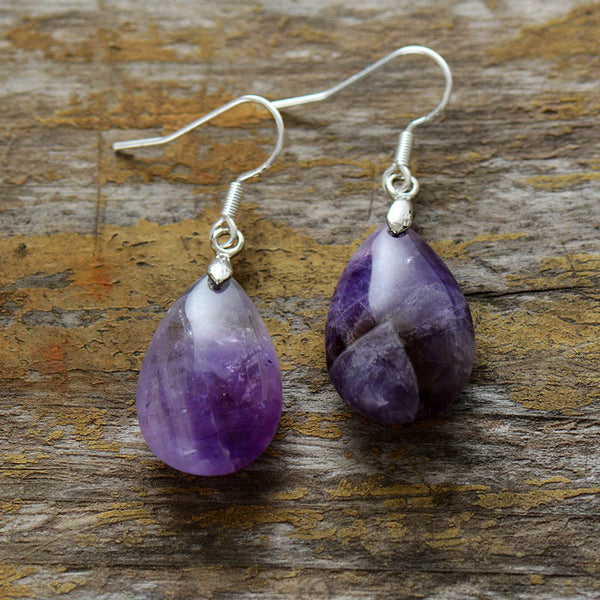 Natural Stone Amethyst Earrings