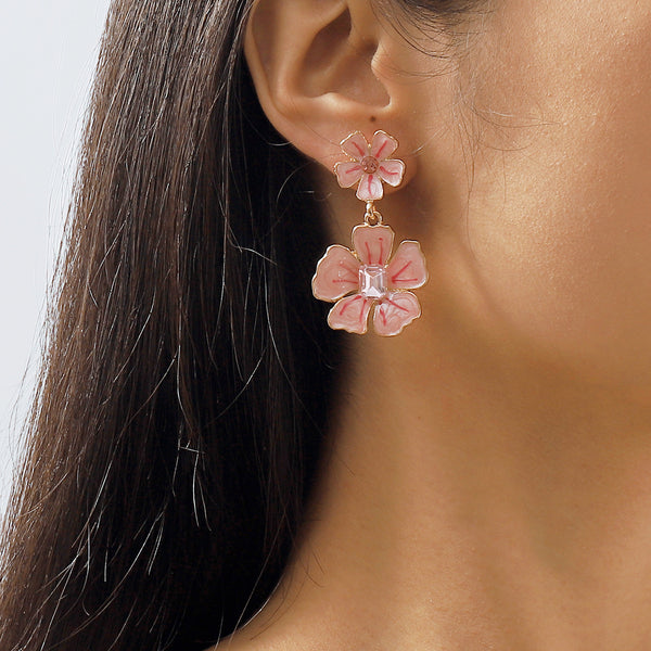 Flower Oil Dropping Earrings